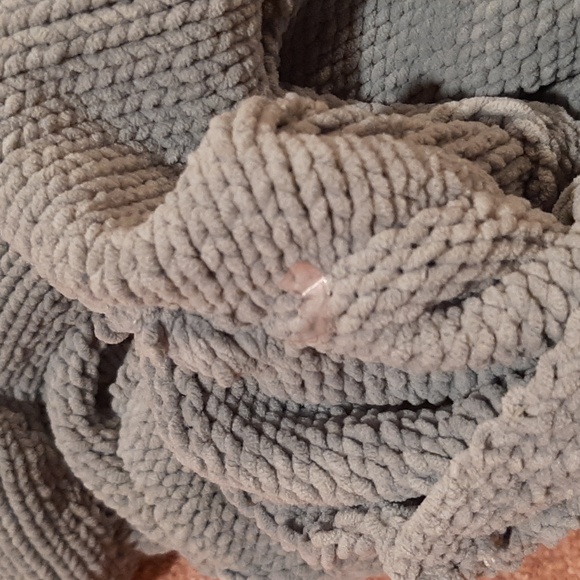 🦕POL Blue/Teal Balloon-Sleeve Chenille Hooded Sweater (Large)🦕 - Picture 11 of 13